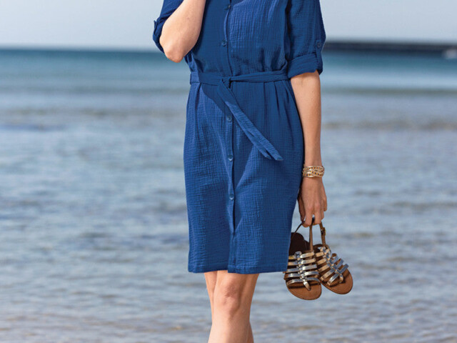 Maison Solfin - Robe en tissu gaze de coton - BLEU INDIGO – 50