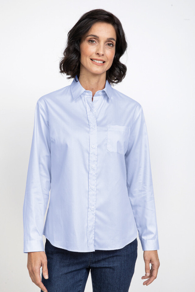 Chemisier femme en coton bleu par la marque MAISON SOLFIN MAISON SOLFIN - Chemisier femme en coton bleu