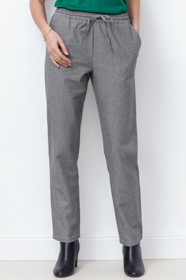 Pantalon femme en coton bio, gris chiné par la marque MAISON SOLFIN MAISON SOLFIN - Pantalon femme en coton bio, gris chiné