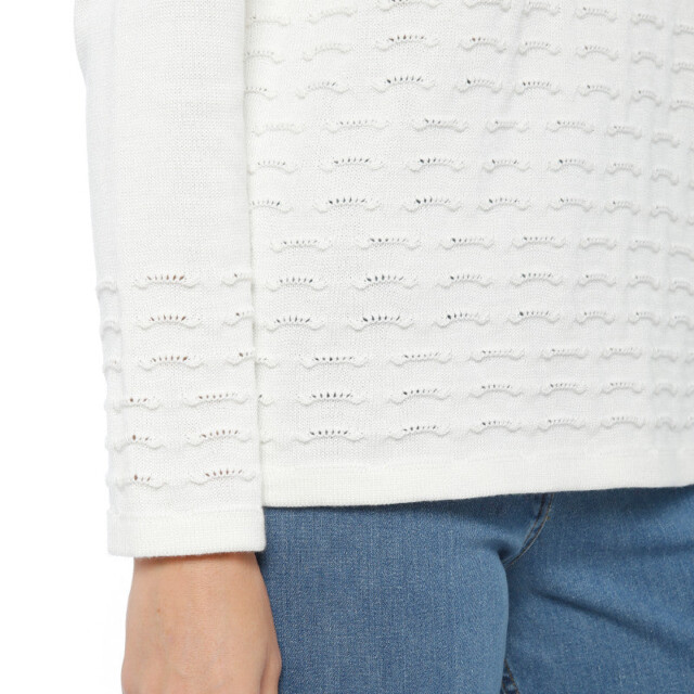 Maison-solfin - Pull femme maille fantaisie coton blanc – 3