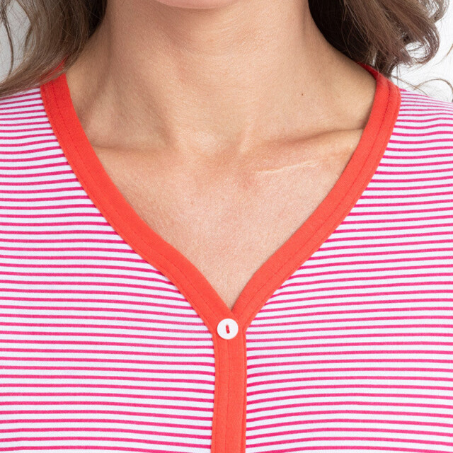 Maison-solfin - Chemise de nuit jersey doux rayé rouge – 5