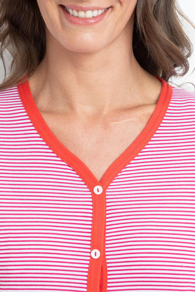 Maison-solfin - Chemise de nuit jersey doux rayé rouge – 5