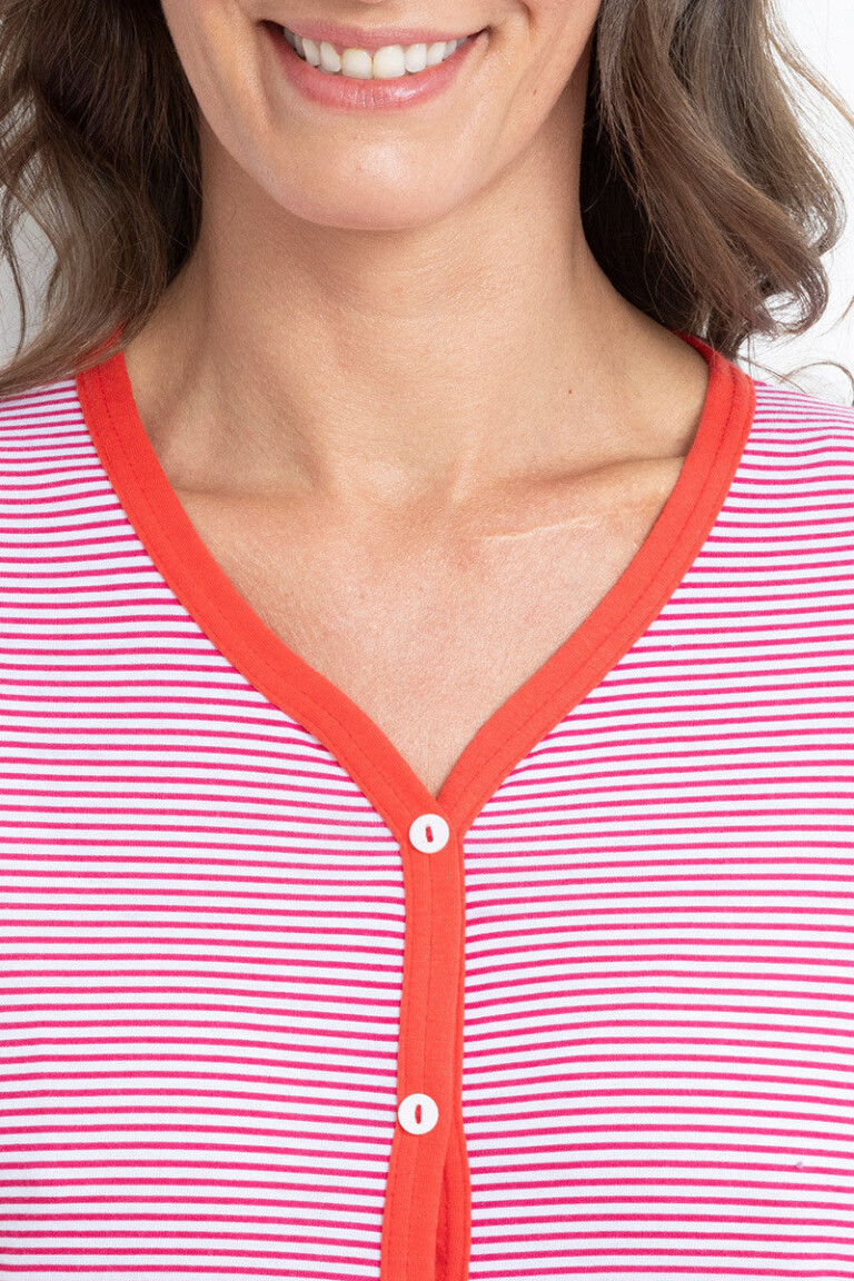 Maison-solfin - Chemise de nuit jersey doux rayé rouge – 5