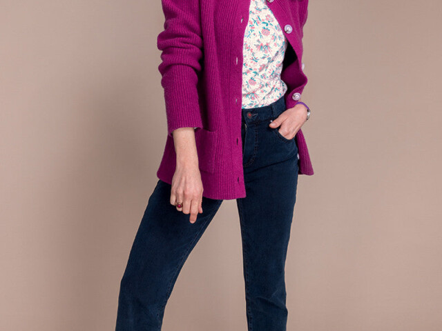 Maison-solfin - Cardigan en laine recyclée rose violine – 48