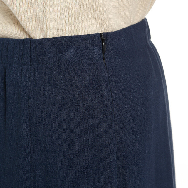 Maison Solfin - Jupe à panneaux femme en lin bleu marine – 38