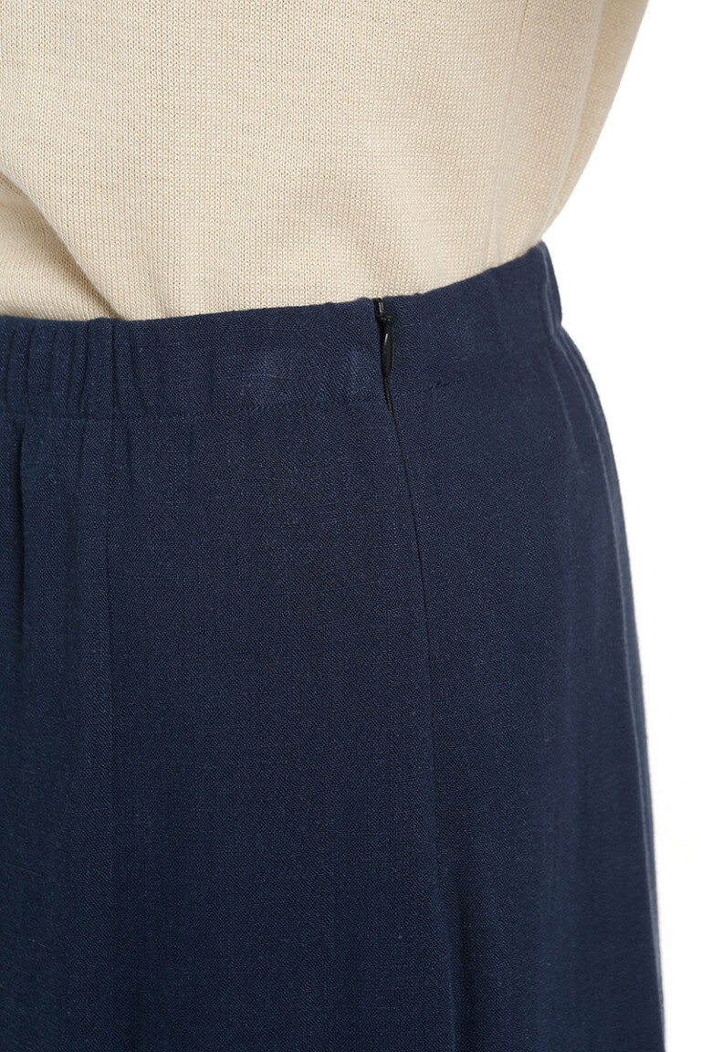 Maison Solfin - Jupe à panneaux femme en lin bleu marine – 38