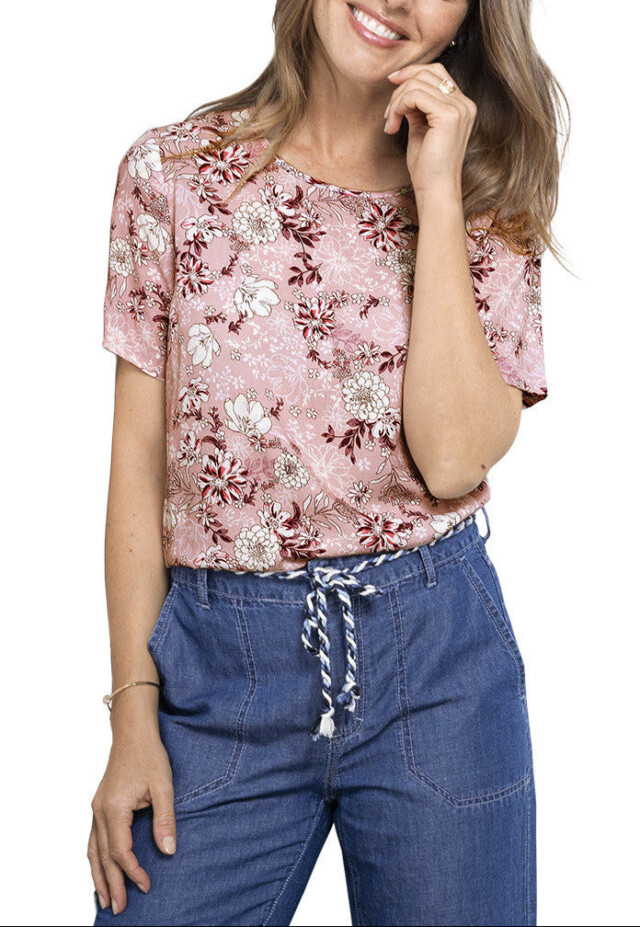 MAISON SOLFIN - Blouse viscose manches courtes – ROSE