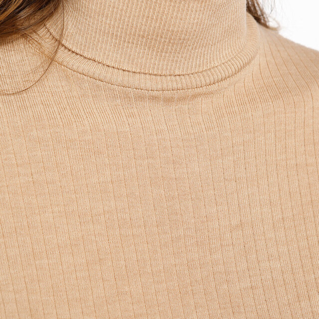 Maison-solfin - Pull chaussette femme en laine mérinos beige – 5