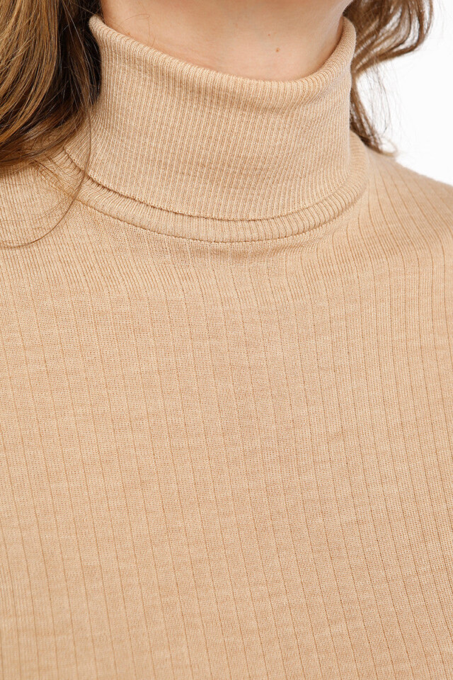 Maison-solfin - Pull chaussette femme en laine mérinos beige – 5