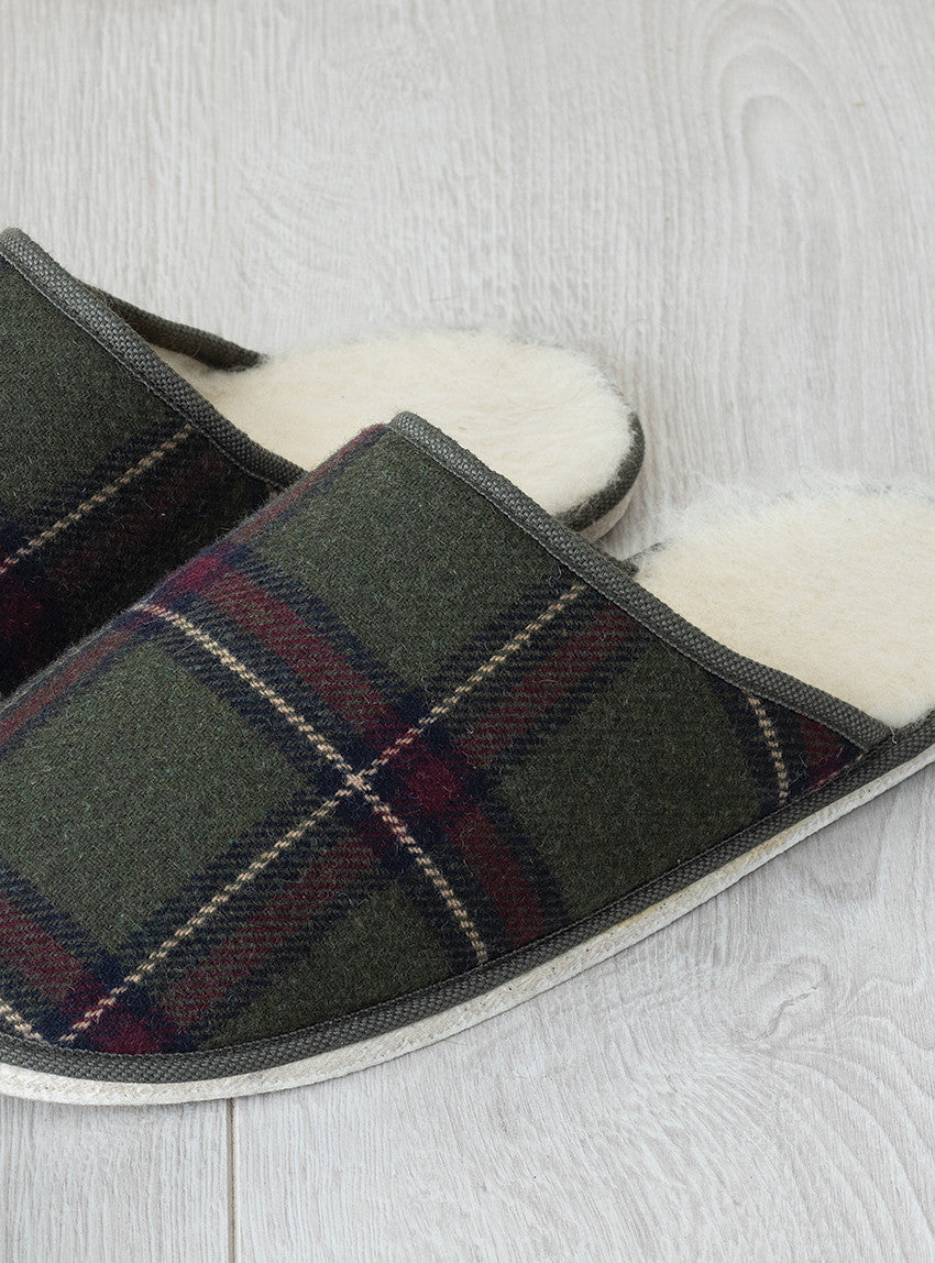 48681 Maison-solfin - Mules à carreaux made in France vert kaki – 42