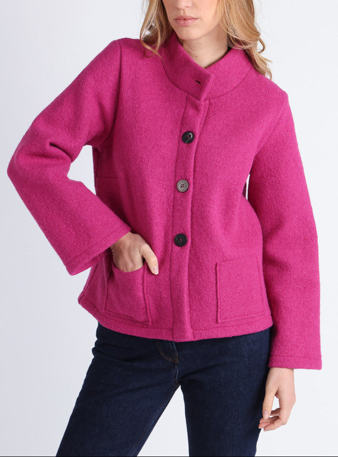 48774 Maison Solfin - Veste femme laine bouillie rose – 4