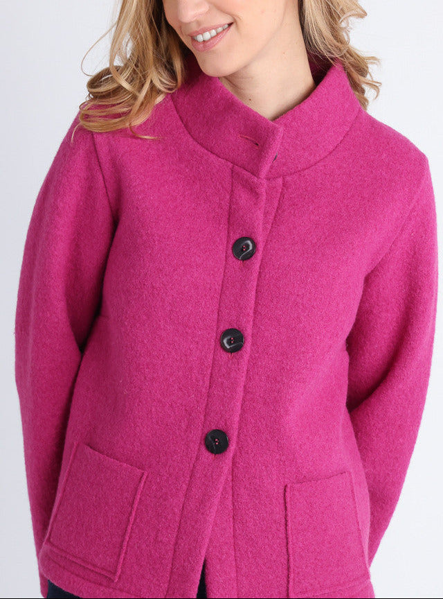 Maison Solfin - Veste femme laine bouillie rose – 4