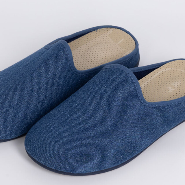 Maison Solfin - Chaussons d'été homme en coton bleu jean – 43