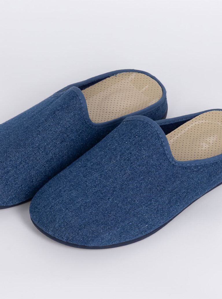 Maison Solfin - Chaussons d'été homme en coton bleu jean – 43