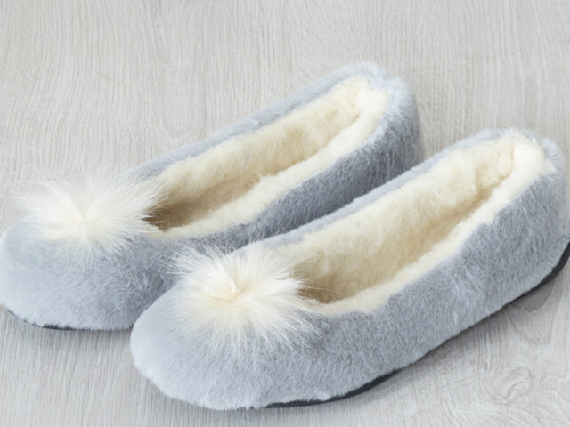 4994 GRP 1 ballerines interieur gris perle Maison Solfin - Chaussons ballerines d'intérieur gris perle – 40