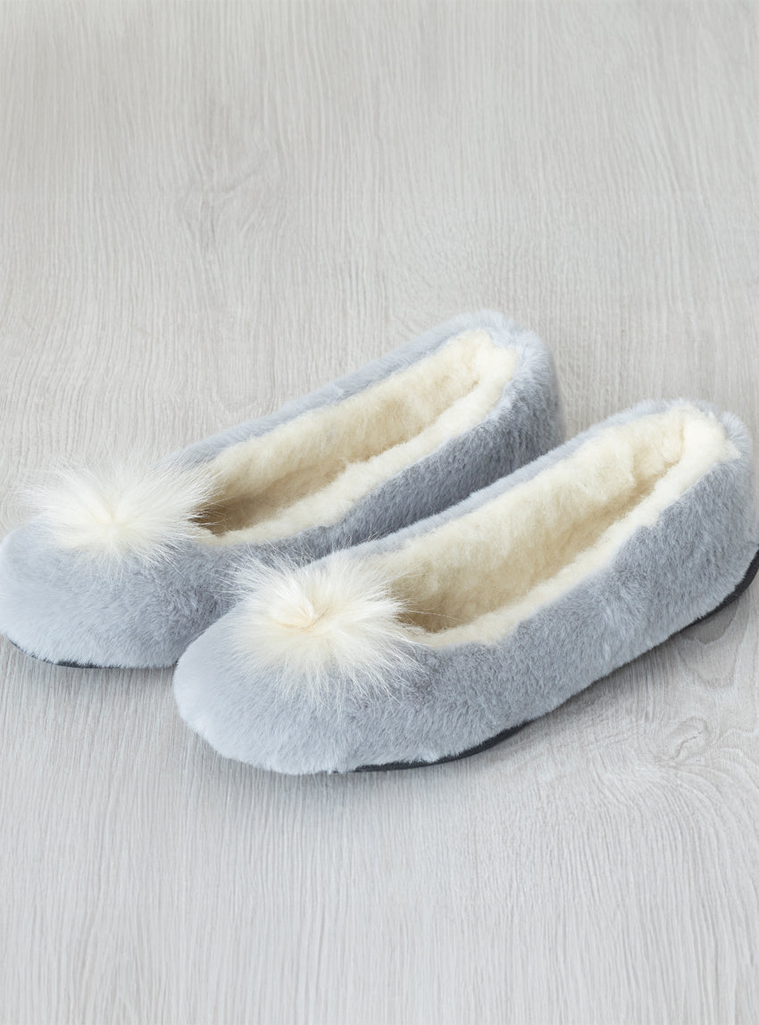 4994 GRP 1 ballerines interieur gris perle Maison Solfin - Chaussons ballerines d'intérieur gris perle – 40