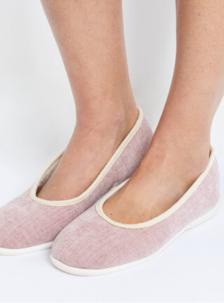 MAISON SOLFIN - Chaussons ballerines intérieur femme en coton rose