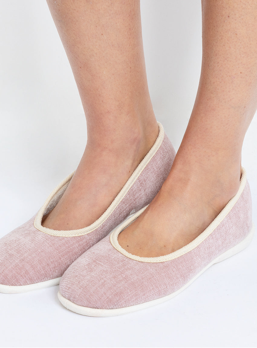 4995 ROS 1 ballerines femme rose Maison-solfin - Chaussons ballerines intérieur femme en coton rose – 37