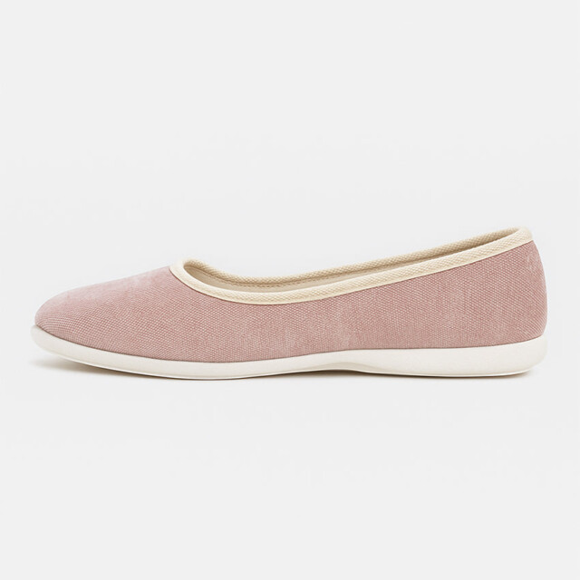 Maison-solfin - Chaussons ballerines intérieur femme en coton rose – 37