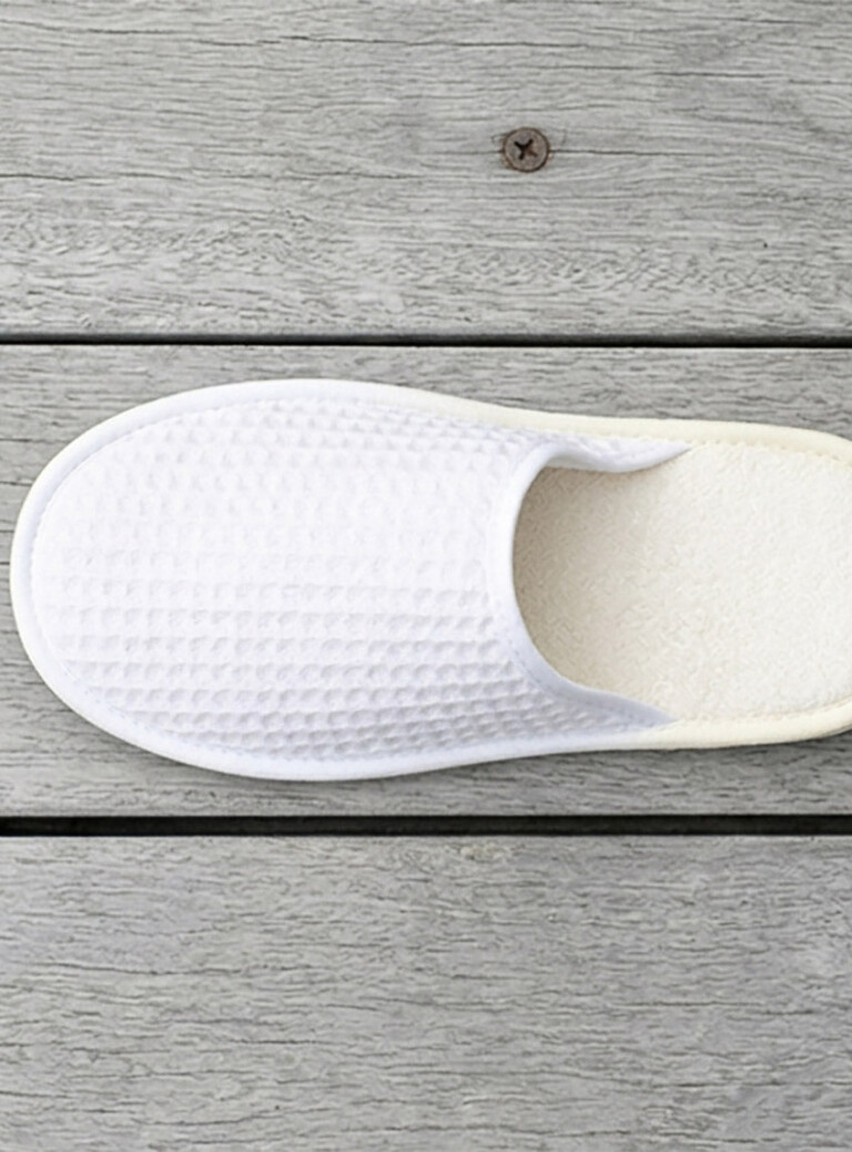Maison-solfin - Chaussons en coton intérieur éponge Blanc – 41