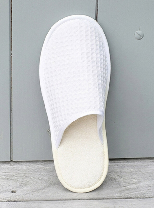 Chaussons en coton intérieur éponge Blanc par la marque MAISON SOLFIN MAISON SOLFIN - Chaussons en coton intérieur éponge Blanc