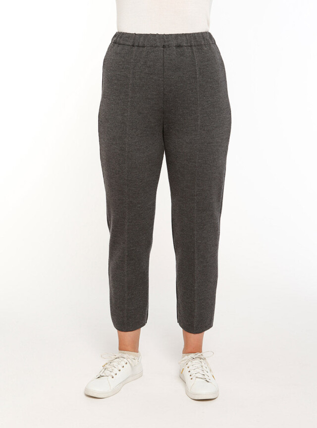 MAISON SOLFIN - Pantalon femme en laine gris anthracite