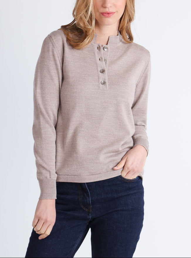 5153 beige sable pull 1 Maison-solfin - Pull femme col montant en laine mérinos Beige Sable – 52