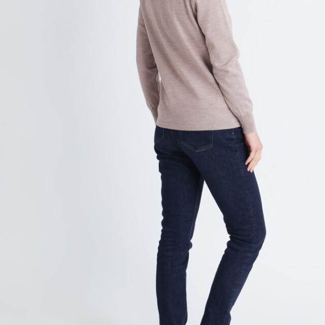 Maison-solfin - Pull femme col montant en laine mérinos Beige Sable – 52