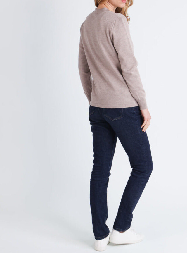 Maison-solfin - Pull femme col montant en laine mérinos Beige Sable – 52