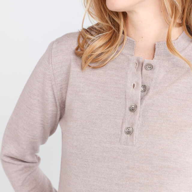 Maison-solfin - Pull femme col montant en laine mérinos Beige Sable – 52