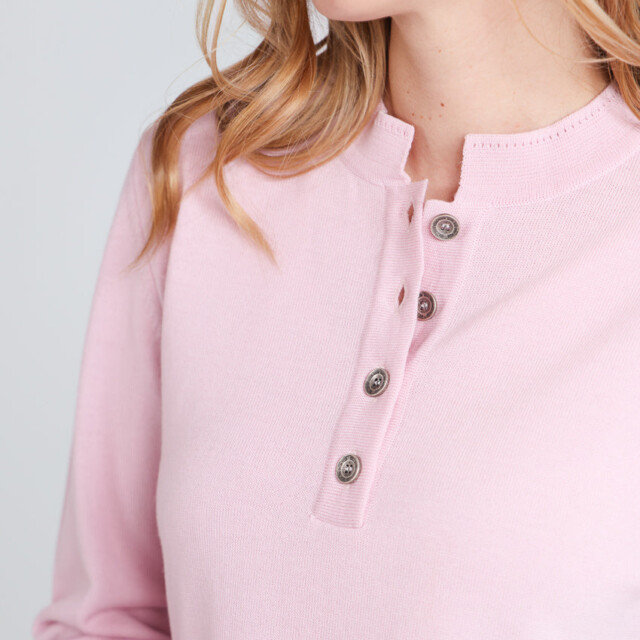 Maison-solfin - Pull femme col montant en laine mérinos Rose léger – 50