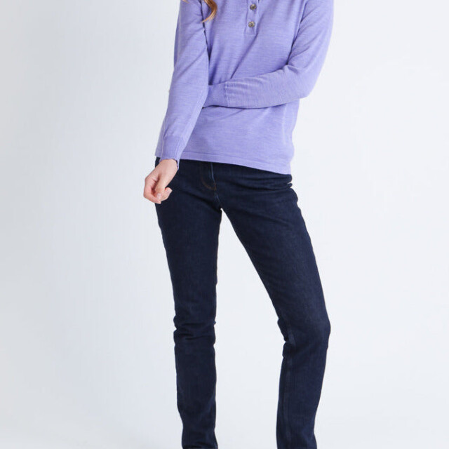 Maison-solfin - Pull femme col montant en laine mérinos Violet Parme – 50