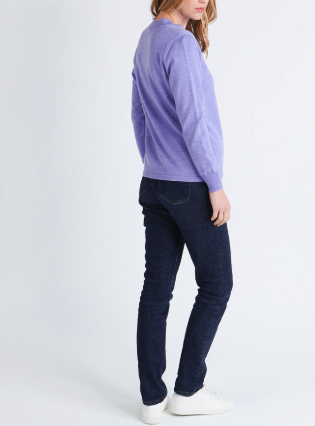 Maison-solfin - Pull femme col montant en laine mérinos Violet Parme – 50