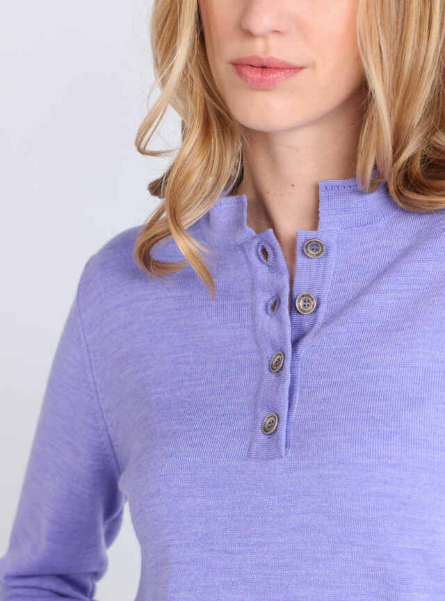 Maison-solfin - Pull femme col montant en laine mérinos Violet Parme – 50