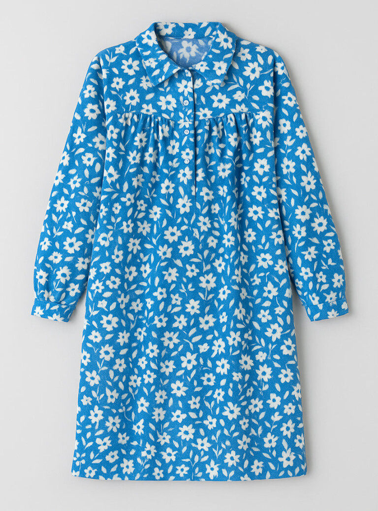 Maison-solfin - Chemise de nuit femme imprimés fleuris en coton floral bleu – 4