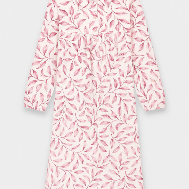 Maison-solfin - Chemise de nuit femme imprimés fleuris en coton feuilles roses – 5
