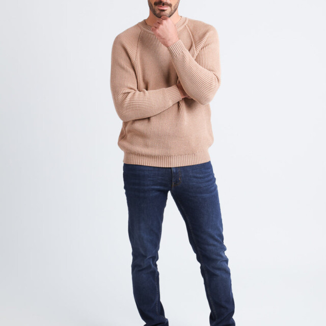 Maison-solfin - Pull homme en laine maille perlée Beige Chaud – 5