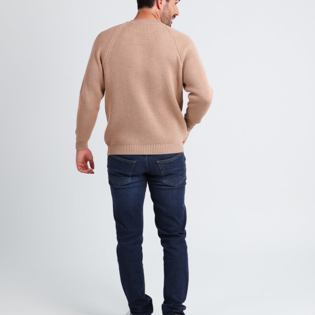 Maison-solfin - Pull homme en laine maille perlée Beige Chaud – 5