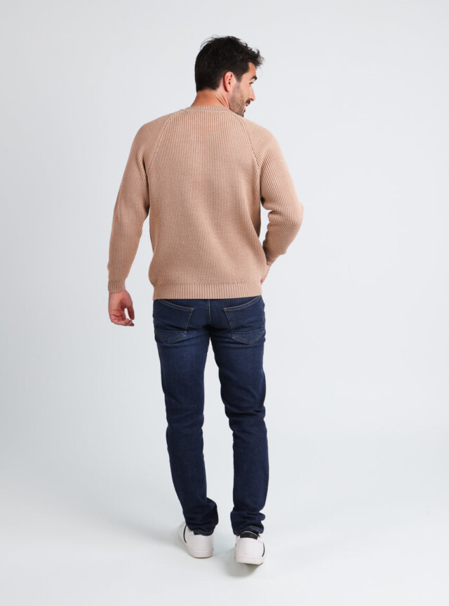 Maison-solfin - Pull homme en laine maille perlée Beige Chaud – 5