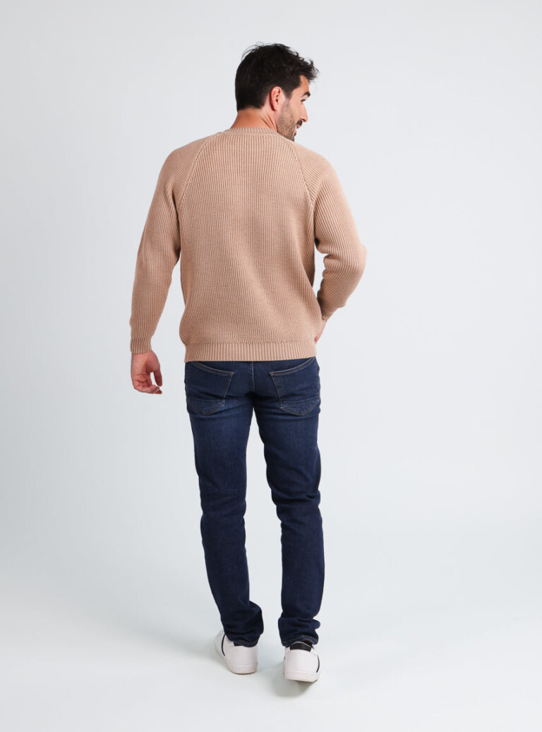 Maison-solfin - Pull homme en laine maille perlée Beige Chaud – 5