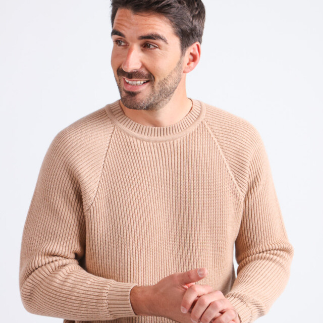 Maison-solfin - Pull homme en laine maille perlée Beige Chaud – 5