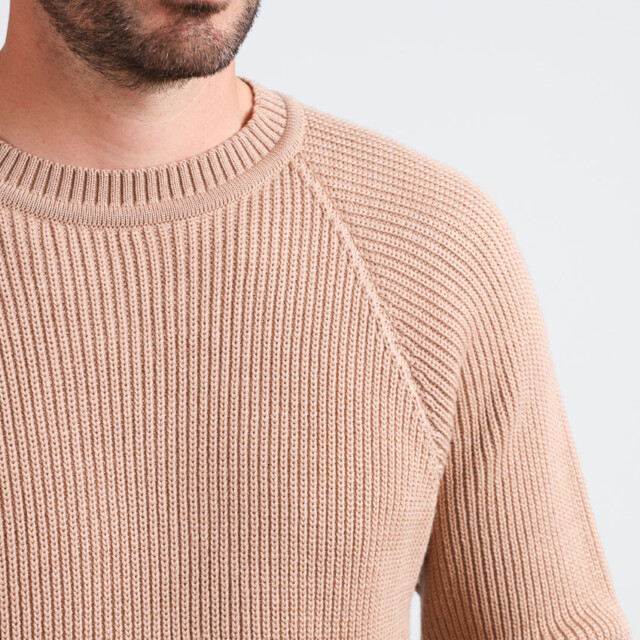 Maison-solfin - Pull homme en laine maille perlée Beige Chaud – 5