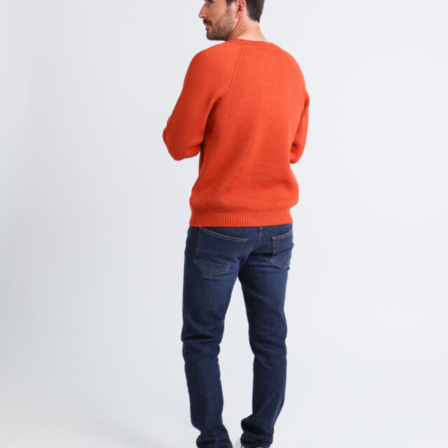 Maison-solfin - Pull homme en laine maille perlée Orange Confite – 6