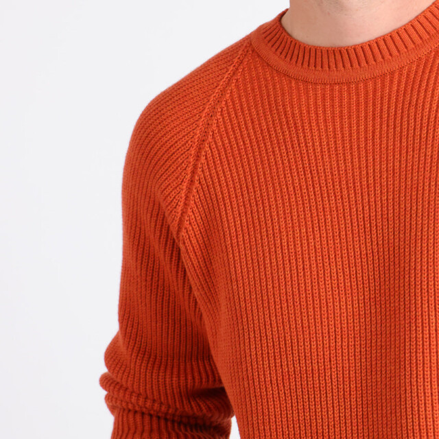 Maison-solfin - Pull homme en laine maille perlée Orange Confite – 6