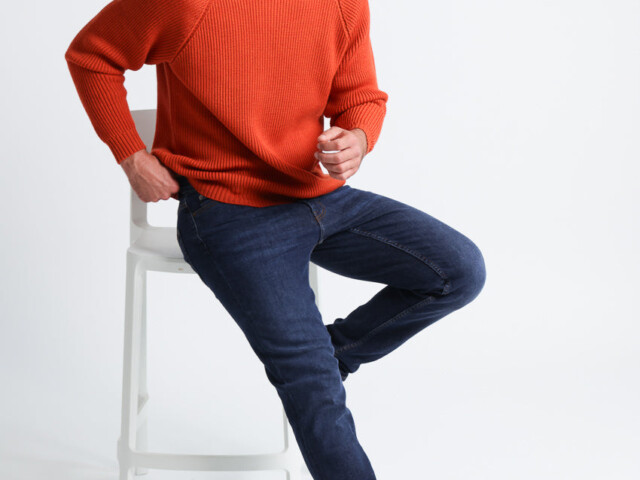 545 orange confite pull 6 Maison-solfin - Pull homme en laine maille perlée Orange Confite – 6