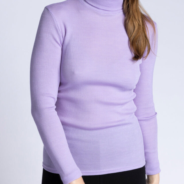 Maison-solfin - Pull femme col roulé laine et soie Violet Lilas – 5