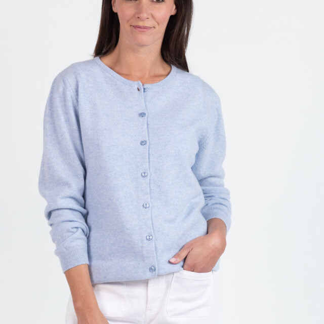 Maison Solfin - Cardigan femme en cachemire bleu chambray – 50