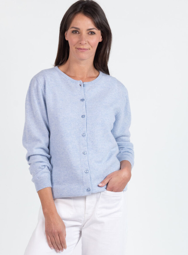Maison Solfin - Cardigan femme en cachemire bleu chambray – 50