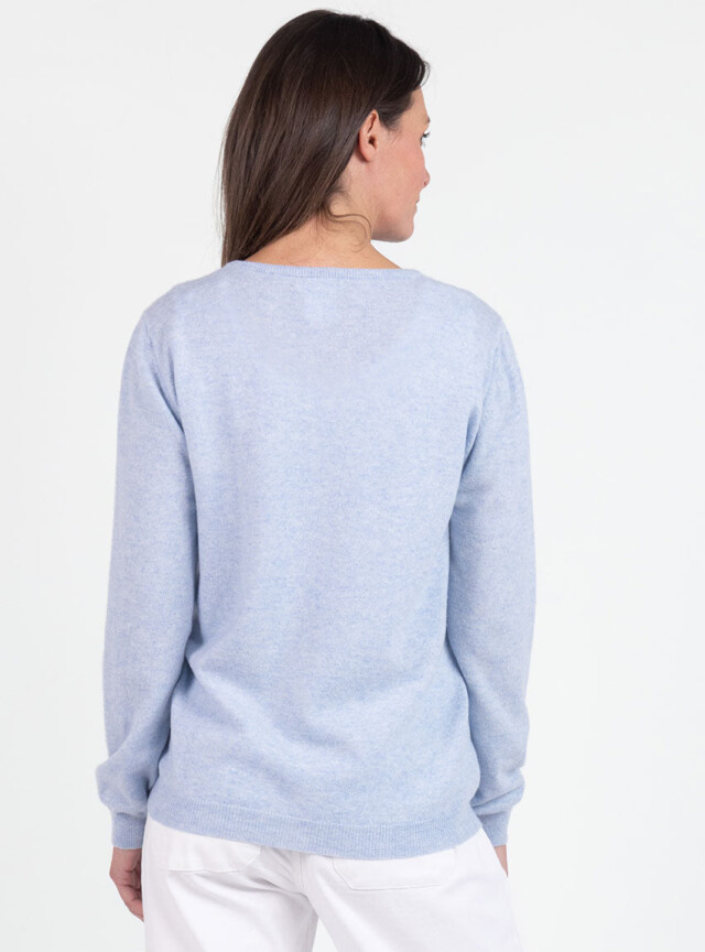 Maison Solfin - Cardigan femme en cachemire bleu chambray – 50