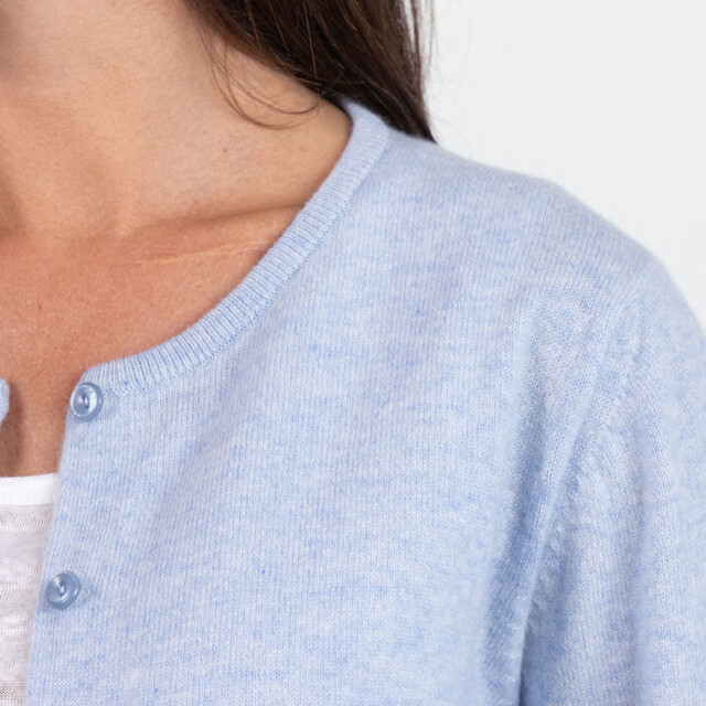 Maison Solfin - Cardigan femme en cachemire bleu chambray – 50